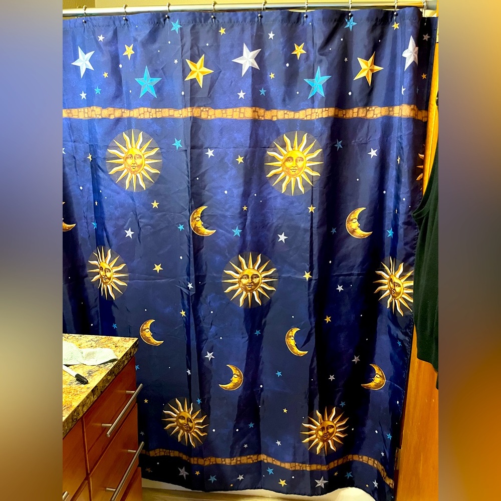 Vintage, celestial shower curtain